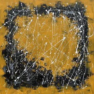 Ethereal White Filaments Trapped Within A Primordial Field Of Gold And Shadow — Laurent Lefèvre, Abstract Expressionism (pollock-style)