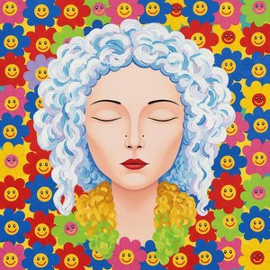 Ethereal Bloom: A Radiant Symphony of Psychedelic Flora and Serene Porcelain Grace