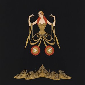 Golden Drapery And Crimson Medallions In Art Deco Silhouette — Valentin Laurent De Courcey
