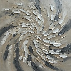 Centrifugal Swirl Of Charcoal And Cream Impasto — David Moreau