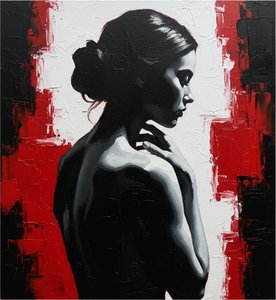 Fragmented Silhouette In Crimson Shadows: A Monochromatic Study Of Visceral Tension — Christian Noiret