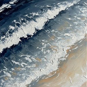 Turbulent Tides Of Navy And Ochre: A Monumental Impasto Study In Motion — David Moreau, Contemporary Abstract