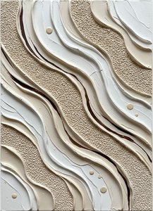 Ethereal Undulations In Cream And Sand: A Monumental Study Of Tactile Serenity — David Moreau, Plaster & Texture Art