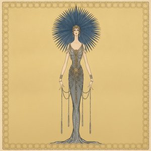 Prussian Blue Sunburst And Gilded Chainwork Portrait — Valentin Laurent De Courcey, Art Deco