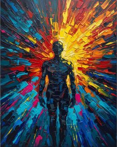 Prismatic Emergence: A Monumental Explosion Of Radiant Light Within The Midnight Void — Laurent Delcourt, Colorful / Vibrant Art