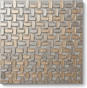 Interwoven Metallic Rhythms: A Monumental Study In Sculptural Silver And Champagne Relief — David Moreau, Plaster & Texture Art