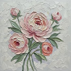 Ethereal Bloom In Relief: A Monumental Study Of Sculptural Rose And Sage — David Moreau, Contemporary Abstract
