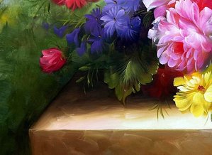 Impressionist Floral Still Life With Peonies And Roses