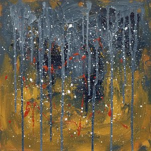 Descending Shadows In Ochre And Crimson: A Singular Study Of Gravity And Chaos — Laurent Lefèvre, Abstract Expressionism