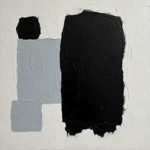 Monolithic Shadows In Achromatic Silence: A Singular Study Of Weight And Form — Laurent Fabre, Neo-abstract Art