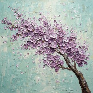 Ephemeral Lavender Drift: A Sculptural Study Of Serene Springtime Descent — David Moreau, Plaster & Texture Art