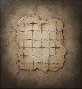 Fragmented Echoes Of Ancient Earth In A Monolithic Sepia Relief — David Moreau, Plaster & Texture Art