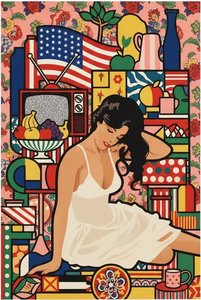 Fragmented Echoes of a Vibrant Muse in Geometric Pop Art Synthesis