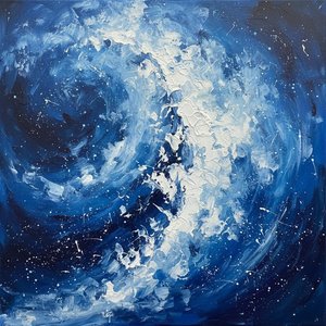 Cerulean Vortex: A Singular Study Of Kinetic Motion And Midnight Depths — David Moreau, Plaster & Texture Art