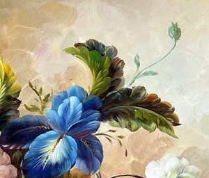 Dutch Style Floral Still Life On Linen