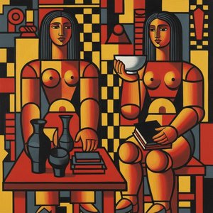 Geometric Ritual In Ochre And Crimson — Marc Duvallier