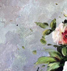 Impressionist Rose Bouquet In Blue Vase