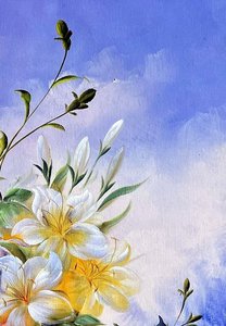 Romantic Floral Still Life In Golden Vase