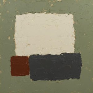Monolithic Silence: A Sculptural Study In Sage, Charcoal, And Earthbound Heaviness — Laurent Fabre, Neo-abstract Art
