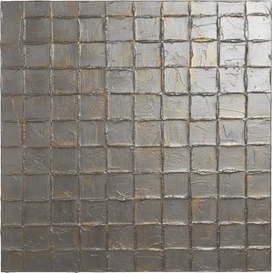Monolithic Silver Grid: A Sculptural Study In Metallic Impasto And Structured Chaos — David Moreau, Contemporary Abstraction