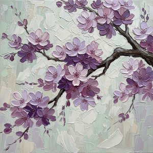 Serene Lavender Whispers In Sculptural Impasto And Ethereal Violet Blossoms — David Moreau, Plaster & Texture Art