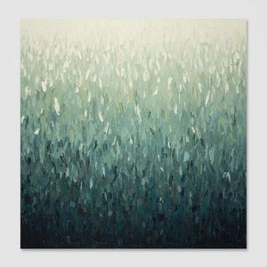 Ascension Of Midnight Shadows Through Luminous Layers Of Ethereal Teal And Sage — David Moreau, Plaster & Texture Art