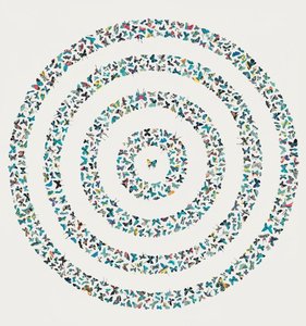 Celestial Swarm in Concentric Cyan: A Meditative Radial Symphony of Organic Grace