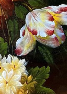 Romanticist Floral Still Life On Linen