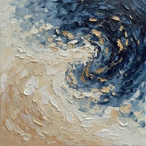 Midnight Vortex In Heavy Impasto: A Singular Study Of Celestial Motion And Chaos — David Moreau, Plaster & Texture Art