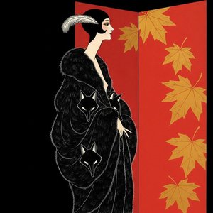 Profile Of A Fox-clad Figure Amidst Crimson And Gold — Valentin Laurent De Courcey