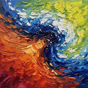 Chromatic Vortex: A Singular Study In Kinetic Energy And Sculptural Impasto Motion — Christian Noiret, Contemporary Abstract Painting