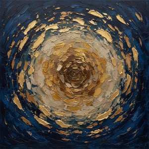 Celestial Vortex In Gold And Midnight Blue: A Sculptural One Of One Masterpiece — David Moreau