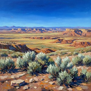 Ethereal Ochre: Echoes Of The Silent Mesa — Philippe Girard, Contemporary Impressionism