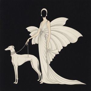 Cream Silhouettes Of A Greyhound And Winged Figure — Valentin Laurent De Courcey