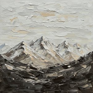 Monolithic Shadows Of The Silent Peak: A Sculptural Study In Charcoal And Cream — David Moreau, Contemporary Abstract