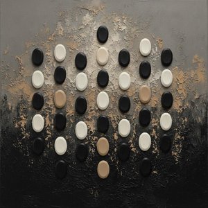 Ascending Ovals In Textured Charcoal And Sand — David Moreau