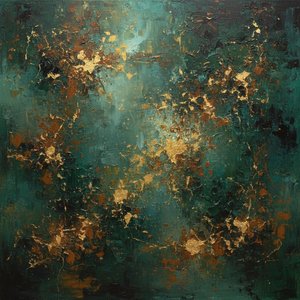 Luminous Core Of Oxidized Gold Amidst Deep Teal Celestial Strata — Christian Noiret