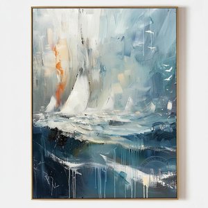 Ethereal Sails Amidst The Amber Glow Of A Mist-veiled Atlantic Tide — Christian Noiret