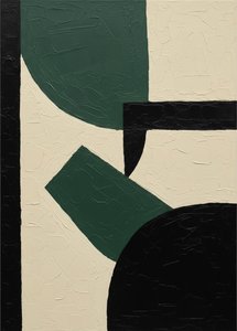 Monolithic Shadows In Forest Green And Charcoal: A Monumental Abstract Study — Laurent Fabre, Neo-abstract Art (modern Abstract Compositions)