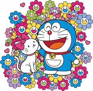 A Radiant Symphony Of Azure Companionship Amidst A Vibrant Floral Bloom — Laurent Delcourt, Colorful / Vibrant Art