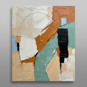 Monolithic Echoes In Ochre And Sage: A Singular Study Of Textured Equilibrium — Laurent Fabre, Neo-abstract Art (modern Abstract Compositions)