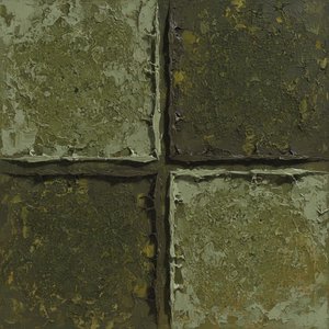 Monolithic Quadrants In Moss And Shadow: A Sculptural Study Of Earthly Permanence — David Moreau, Plaster & Texture Art