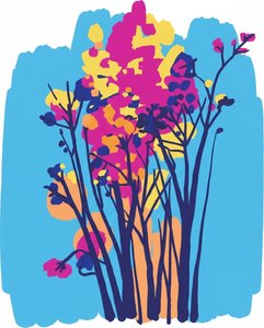 Celestial Arboreal Bloom In Vibrant Indigo And Radiant Magenta Tones — Yann Lambert