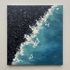 Monolithic Shadows And The Frothing Surge Of A Midnight Cerulean Tide — David Moreau, Contemporary Abstract