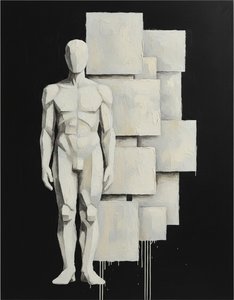 Monolithic Shadows: A Singular Study Of Geometric Form And Melancholic Grace — Laurent Fabre, Neo-abstract