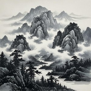 Ethereal Monoliths Rising Through A Silent Sea Of Charcoal Mist And Stone — Laurent Garnier