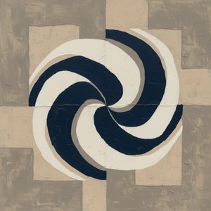 Celestial Vortex In Navy And Taupe: A Monumental Study Of Controlled Chaos — Laurent Fabre, Neo-abstract Art