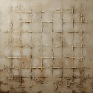 Eroded Ochre Lattice In Heavy Relief — David Moreau, Plaster & Texture Art