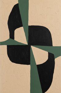 Centrifugal Equilibrium: A Monumental Study In Sage, Black, And Textured Earth — Laurent Fabre, Neo-abstract Art (modern Abstract Compositions)