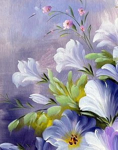 Impressionist White Blossoms In Blue Porcelain Vase